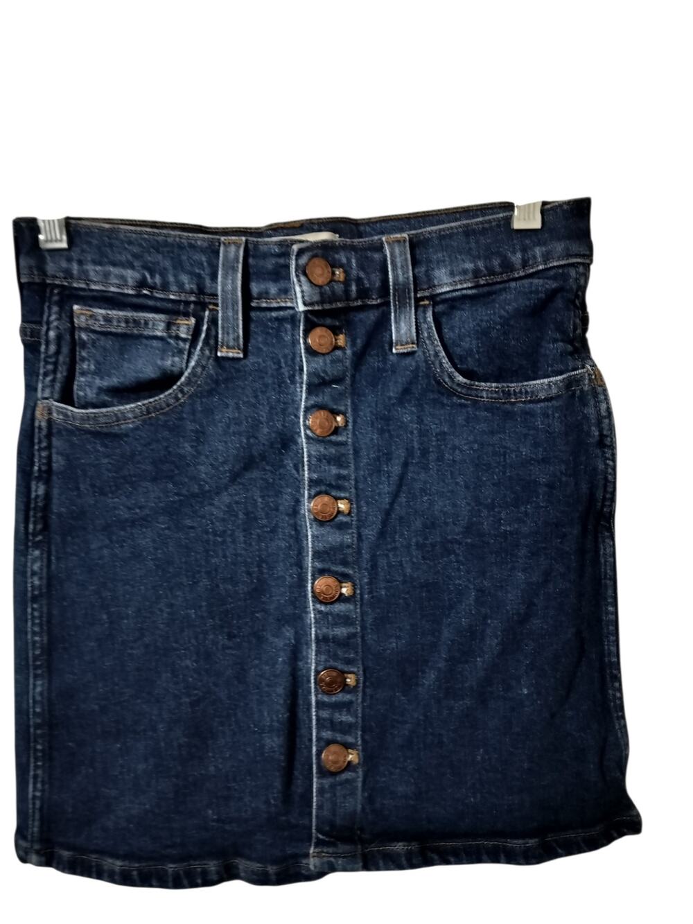 6139) Madewell Women Denim Button Front Mini Skirt Size 25